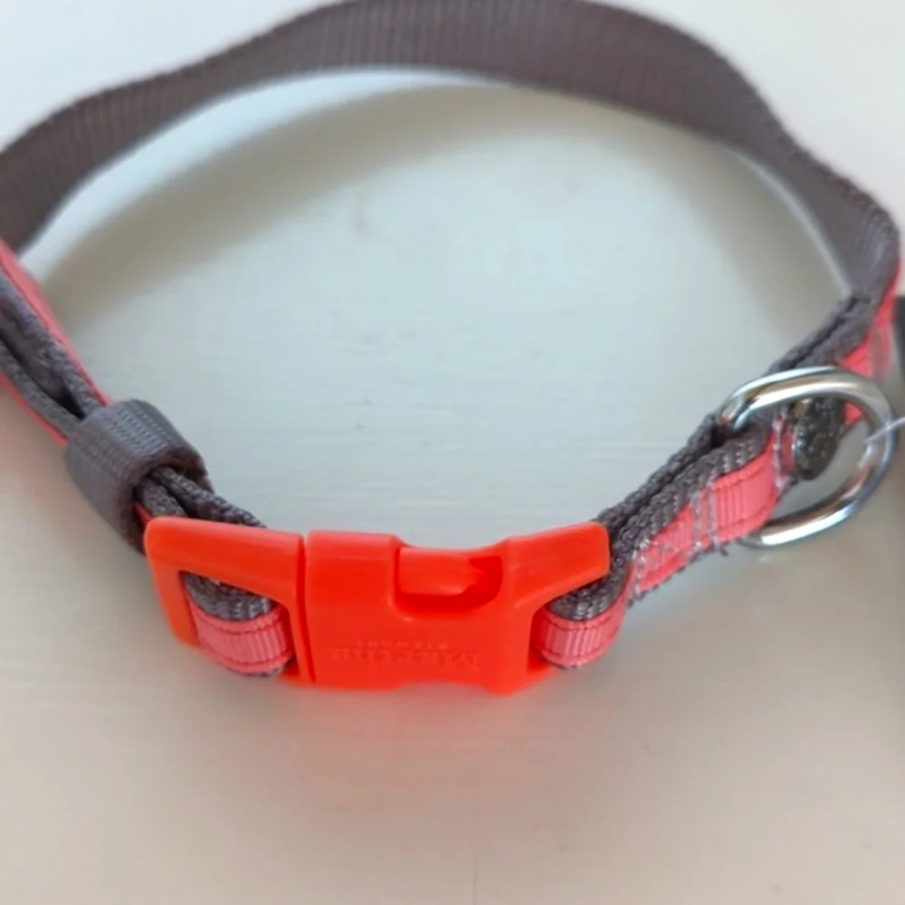 🌻 Martha Stewart Adjustable Nylon Dog Collar Gray Coral Size 14 (Small)